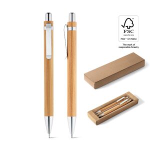 81162 GREENY. Set de bolígrafo y portaminas de bambú