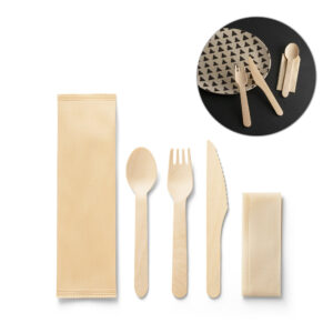 94077 SUYA. Juego de cubiertos de madera