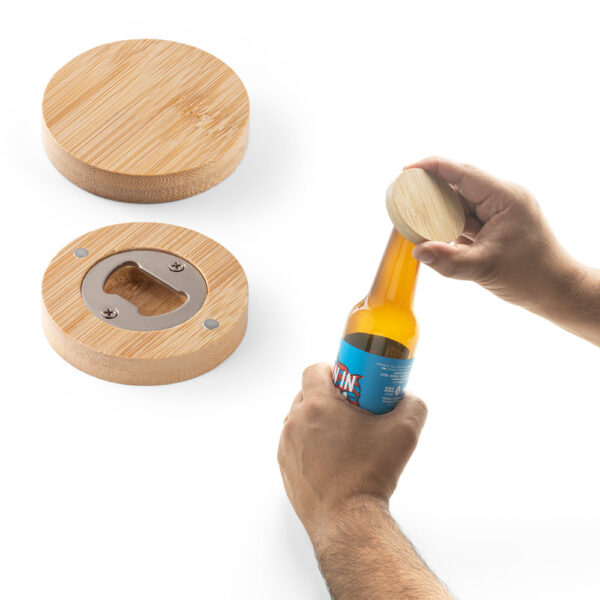 94573 AMCHUR. Posavasos de bambú con desencapsulador